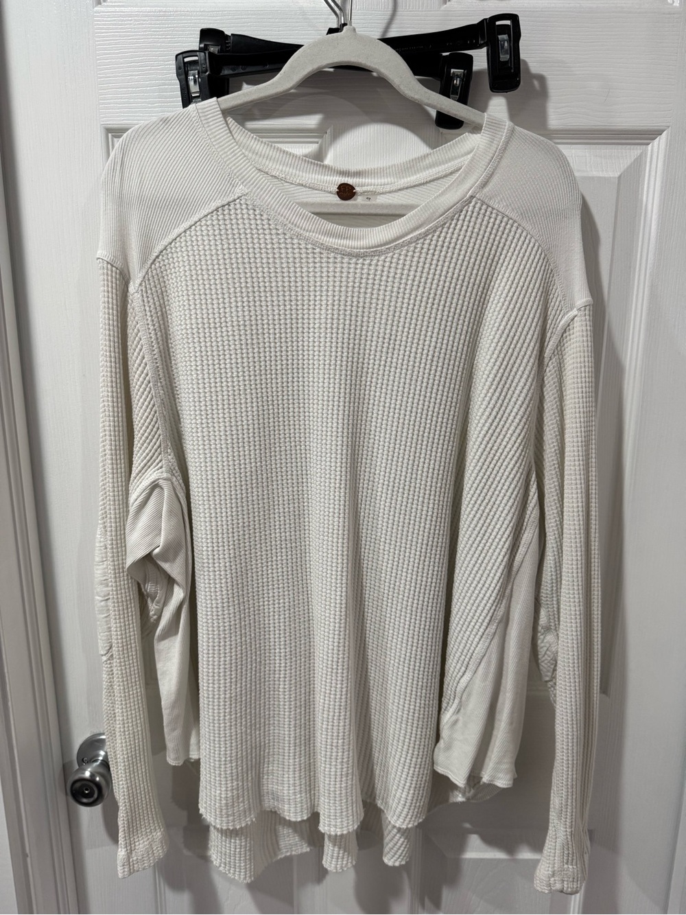 FP One Men's Cream Waffle-Knit Long Sleeve Scoop Neck Shirt